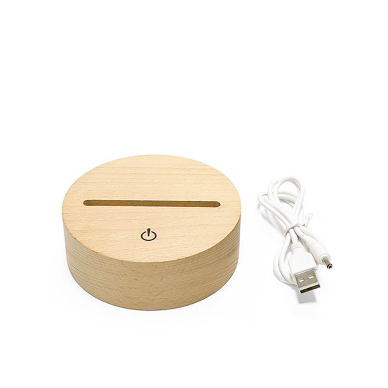 16色RGB AAバッテリー駆動の木製LEDベースリモート付き