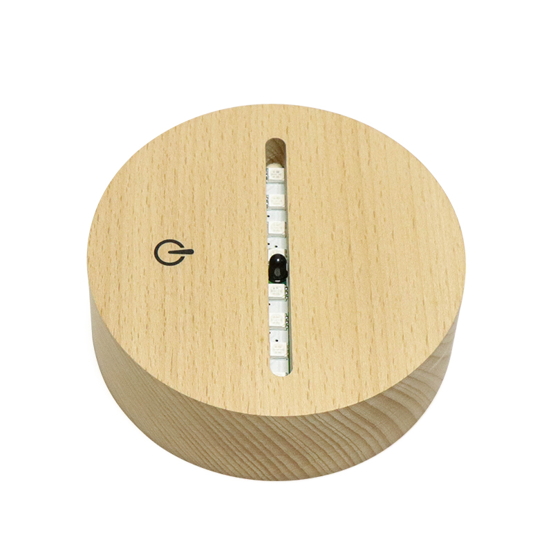 16色RGB AAバッテリー駆動の木製LEDベースリモート付き