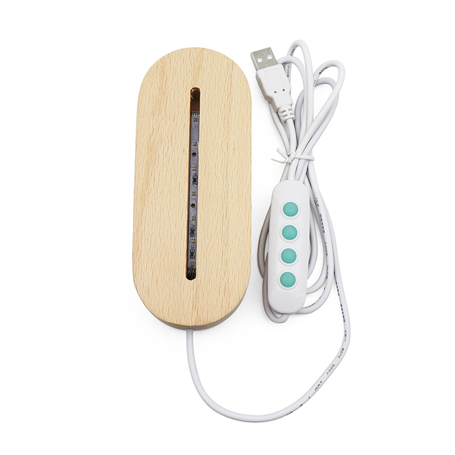 7カラーRGB楕円形の木製LEDベースナイトライトUSB調光器スイッチ