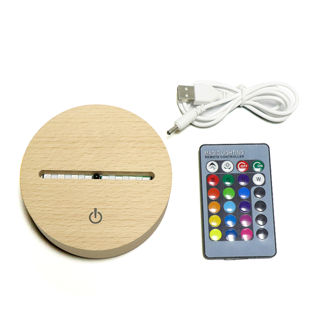 16色RGB AAバッテリー駆動の木製LEDベースリモート付き