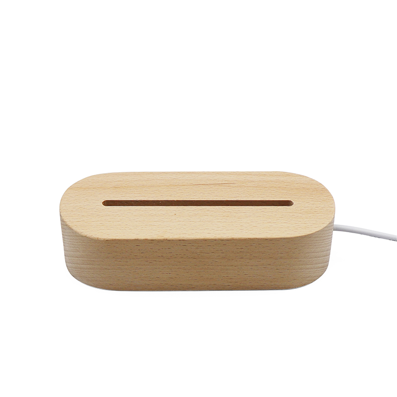 7カラーRGB楕円形の木製LEDベースナイトライトUSB調光器スイッチ