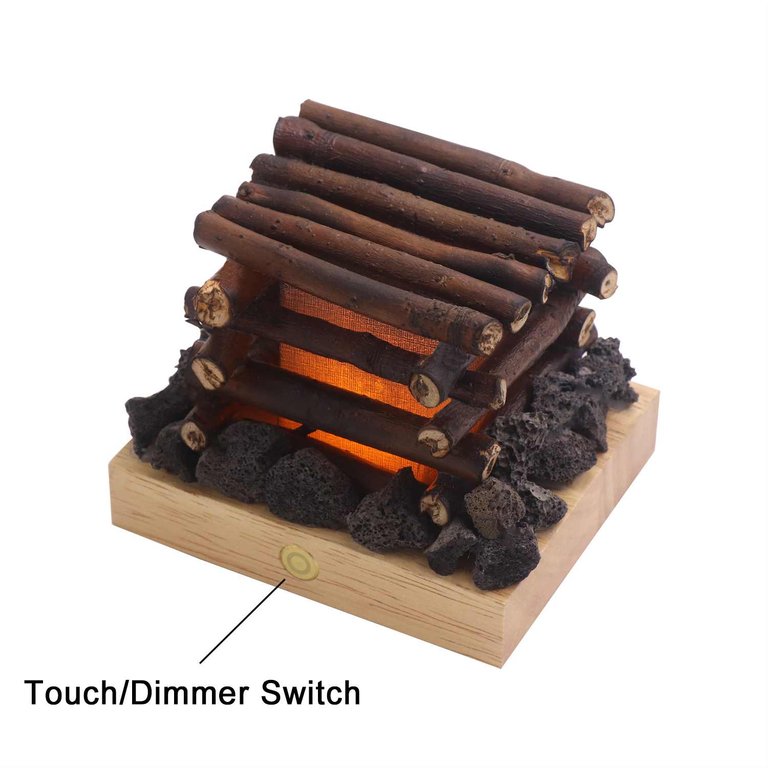 燃える音のある本物の木の枝の手作りムードランプ