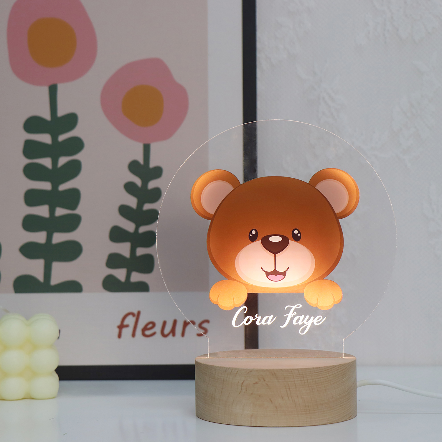 かわいい動物アクリルUVナイトライト 