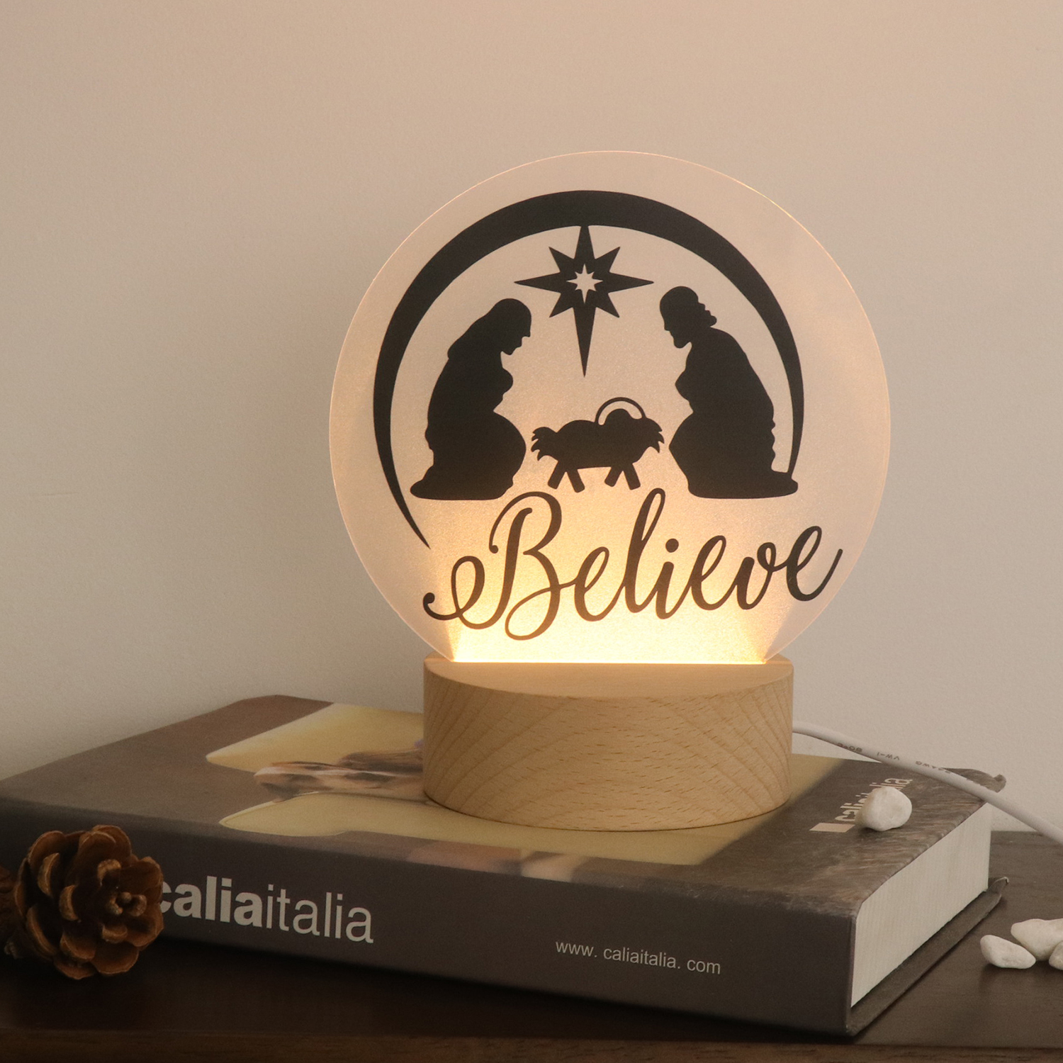 クリスマスnachtlampjeイエスアクリルUVナイトライトランプ