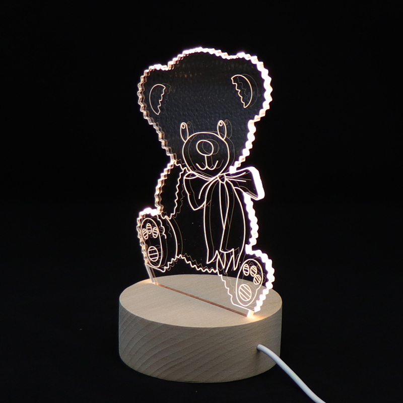 素敵なLEDアクリルベア3Dナイトライト