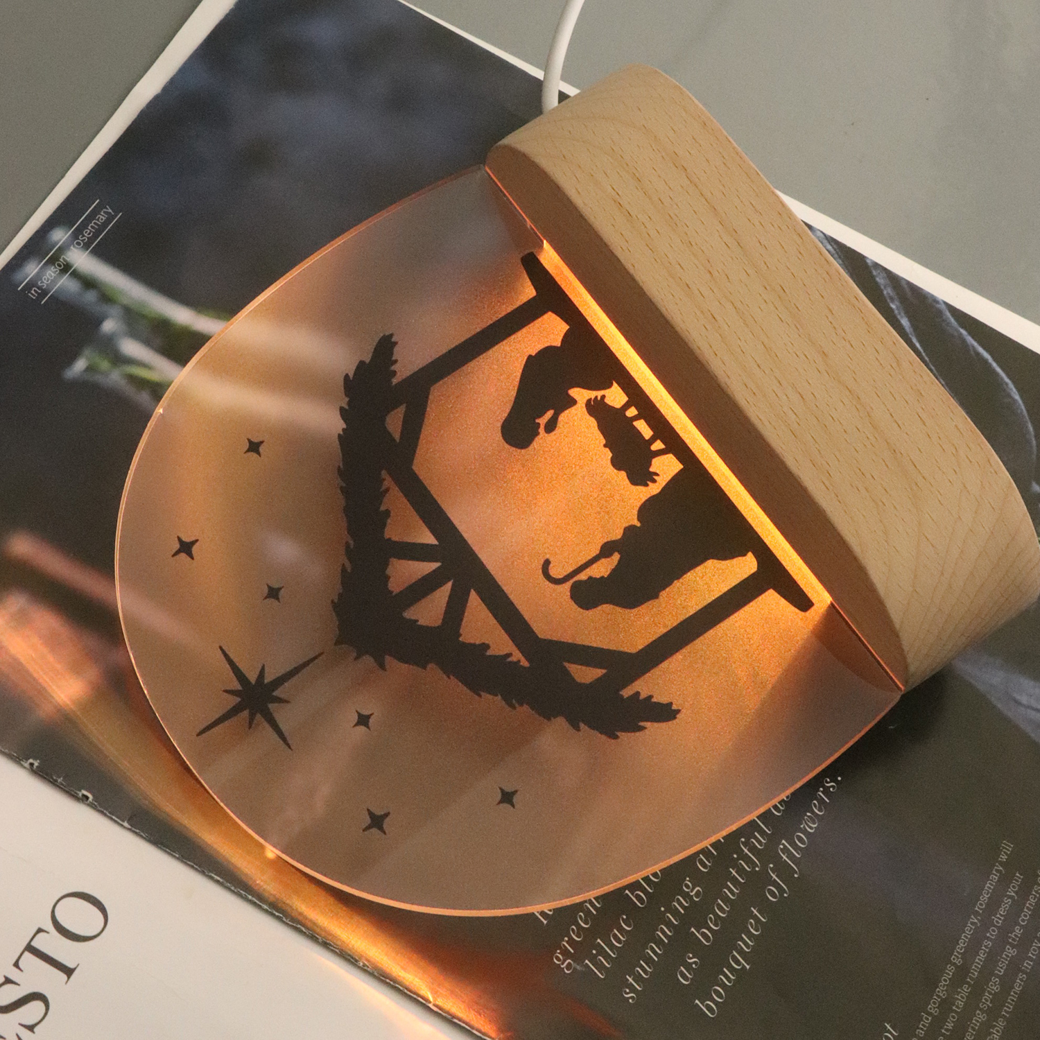 クリスマスnachtlampjeイエスアクリルUVナイトライトランプ