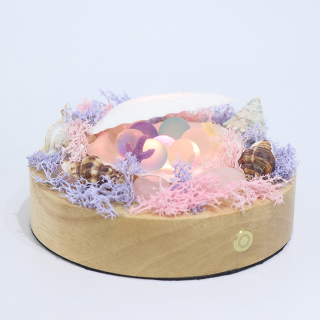 手作りのシェルコンチ波の音が付いた小さなテーブルランプ