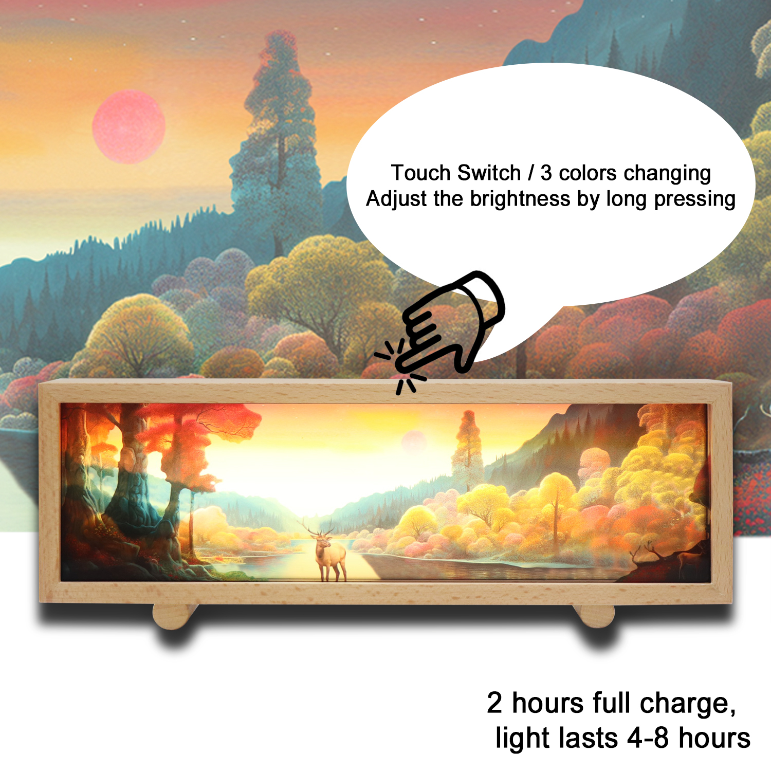 カスタムデザイン充電式ナイトランプタッチスイッチ付きアクリルライトボックス