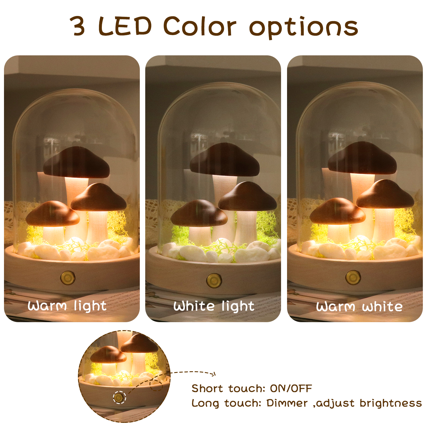 アマゾンコードレステーブルランプマッシュルームランプビンテージナイトライト