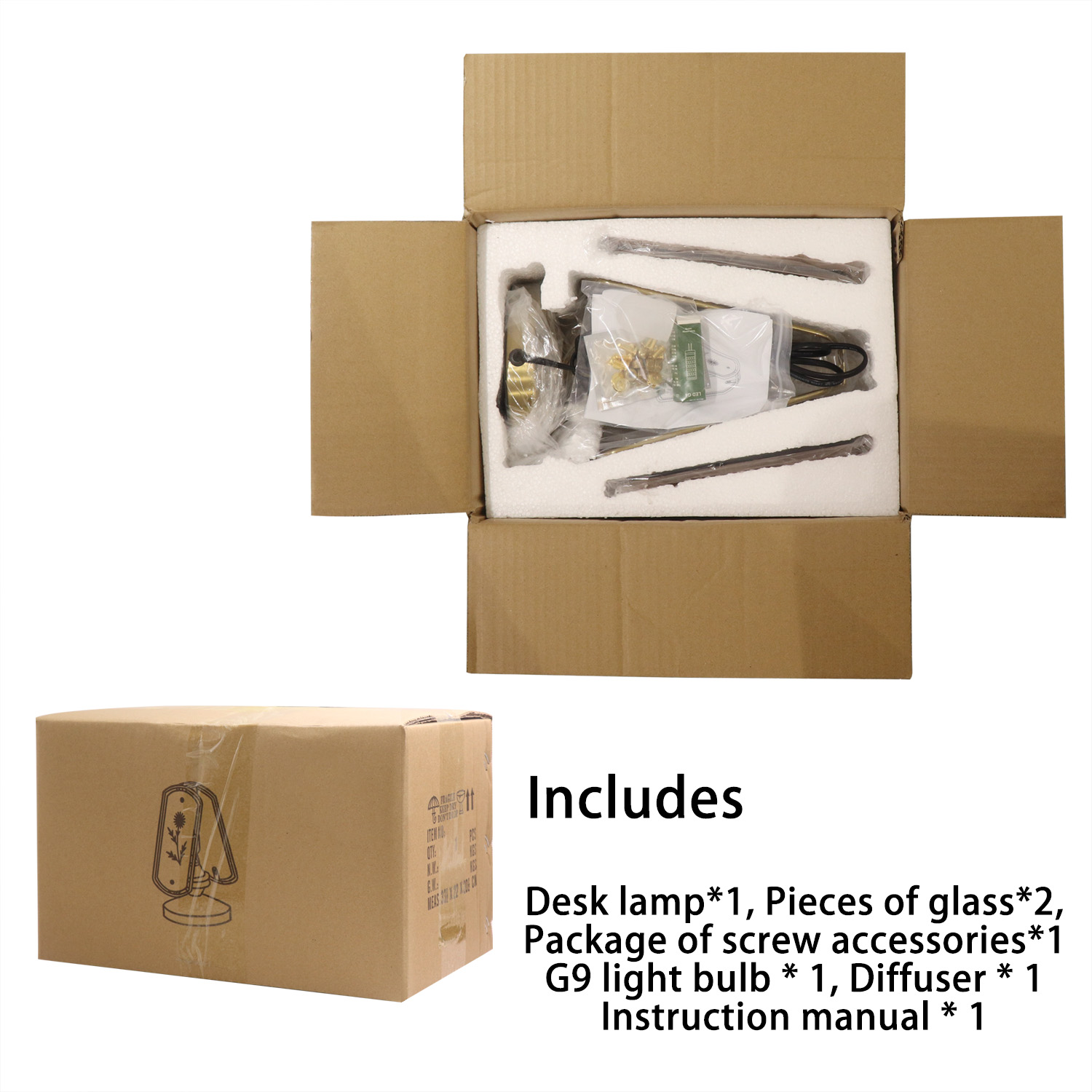 フランスのレトロスタイルガラスメタルLEDテーブルライト