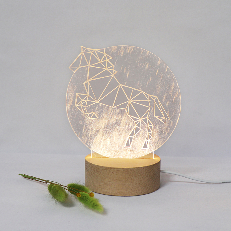 ユニコーンアクリルLED保育園ナイトライトナイトランプテーブルベッドルーム用