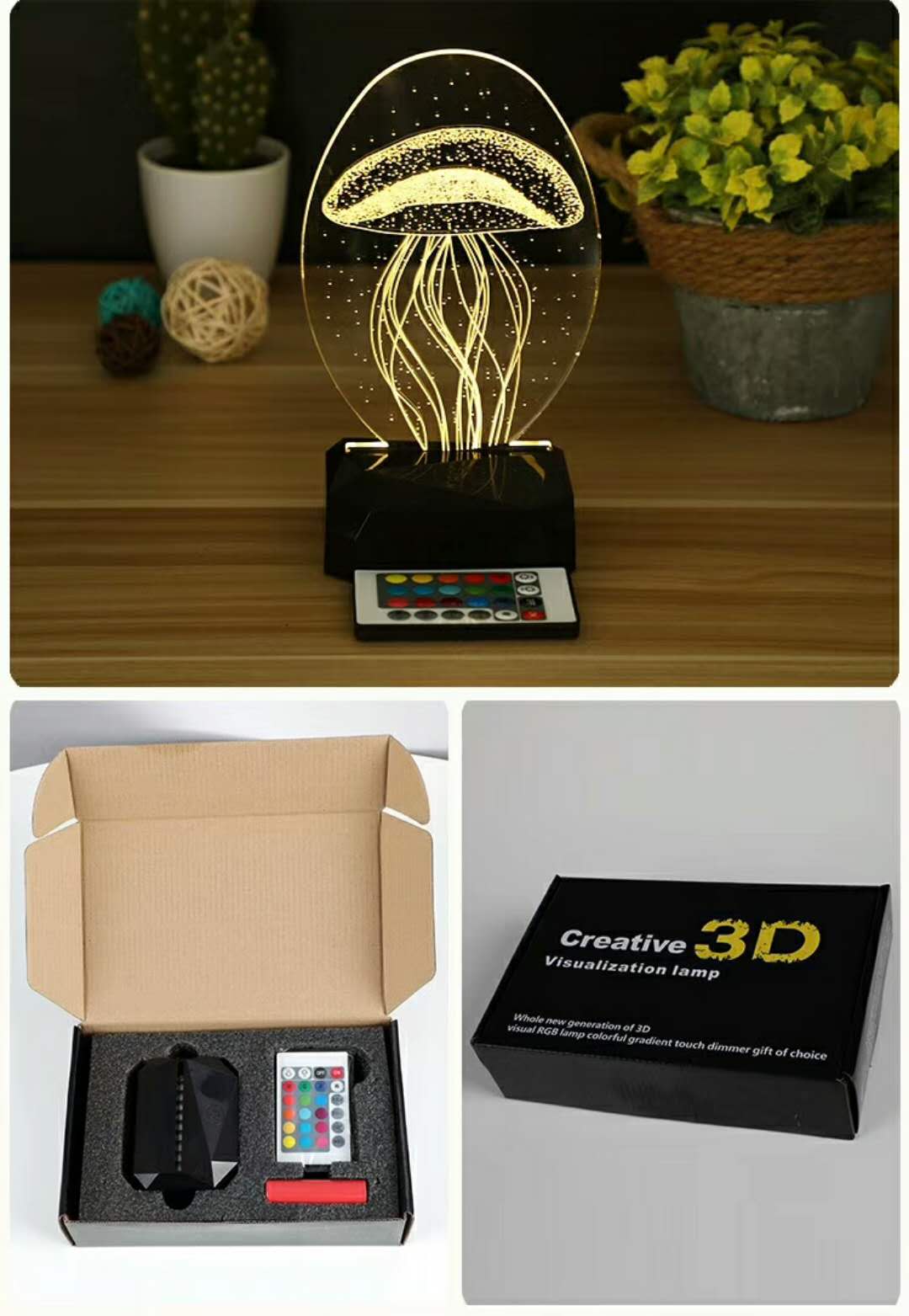 アクリル用のリモートコントロールブラック充電式LEDランプベース