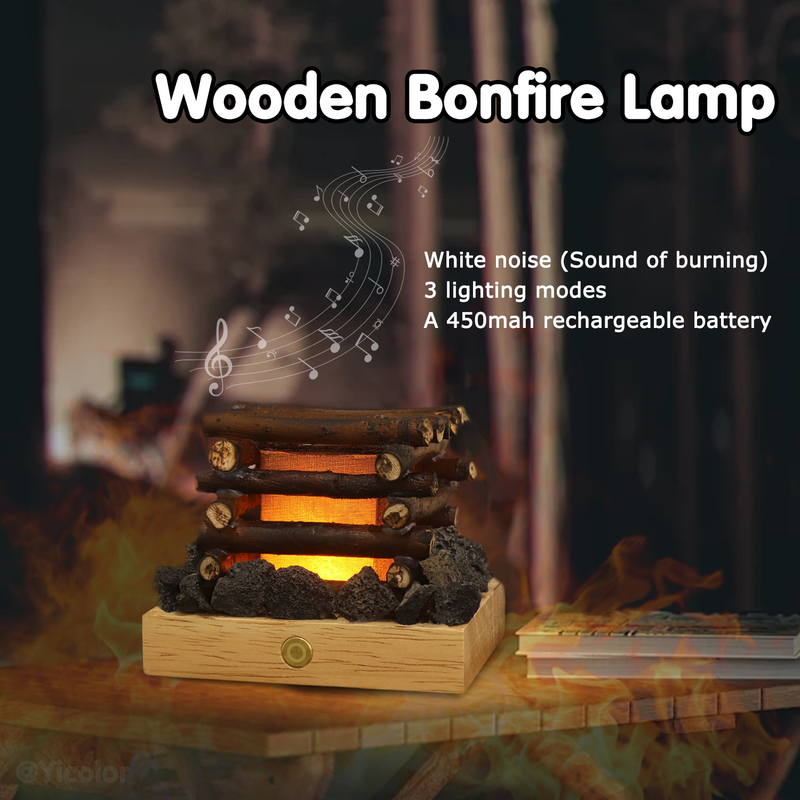 燃える音のある本物の木の枝の手作りムードランプ